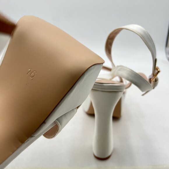 ASPIRYNA White Crossed Strap Open Toe Platform Ankle Strap Buckle Dance Sandal - Picture 6 of 8